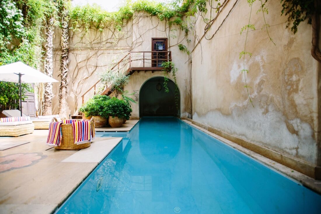 A courtyard pool
